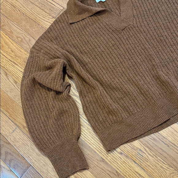 Olive & Oak Chestnut Brown Ribbed Collared Knit - Picture 4 of 7